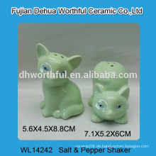 Lovely Green Fox Design Keramik Salz und Pfefferstreuer